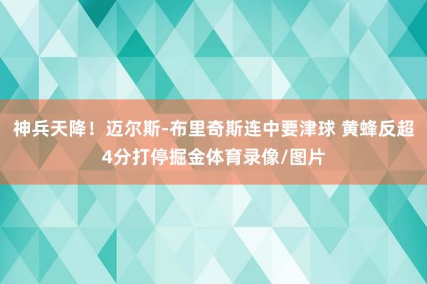 神兵天降！迈尔斯-布里奇斯连中要津球 黄蜂反超4分打停掘金体育录像/图片