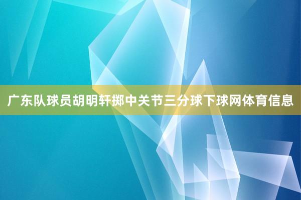 广东队球员胡明轩掷中关节三分球下球网体育信息