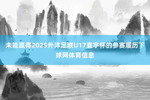 未能赢得2025外洋足联U17寰宇杯的参赛履历下球网体育信息