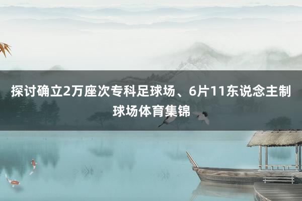 探讨确立2万座次专科足球场、6片11东说念主制球场体育集锦