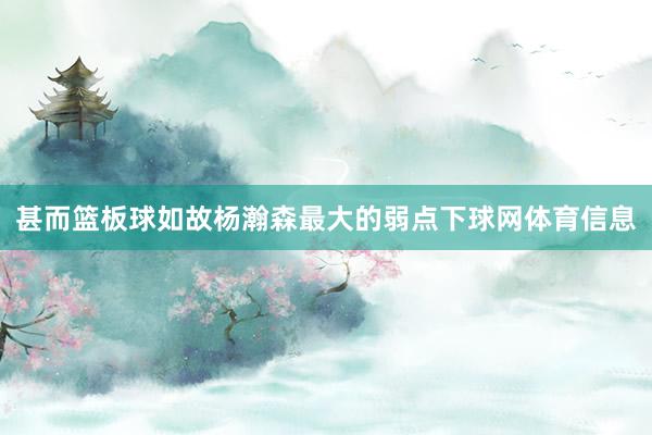 甚而篮板球如故杨瀚森最大的弱点下球网体育信息