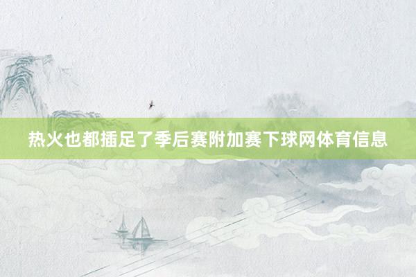热火也都插足了季后赛附加赛下球网体育信息