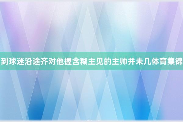到球迷沿途齐对他握含糊主见的主帅并未几体育集锦