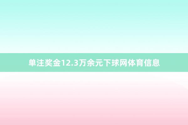 单注奖金12.3万余元下球网体育信息