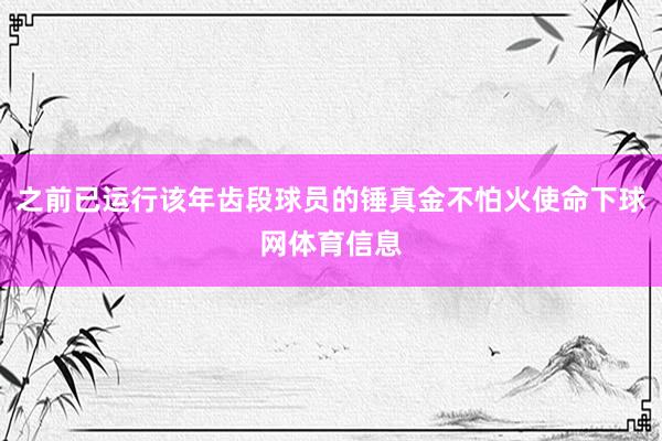 之前已运行该年齿段球员的锤真金不怕火使命下球网体育信息