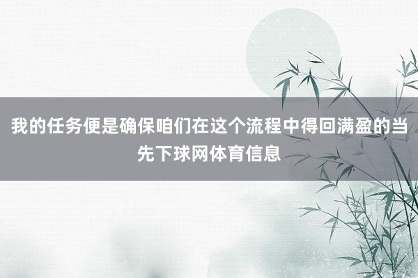 我的任务便是确保咱们在这个流程中得回满盈的当先下球网体育信息