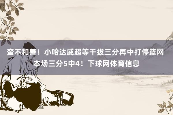蛮不和善！小哈达威超等干拔三分再中打停篮网 本场三分5中4！下球网体育信息