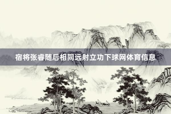 宿将张睿随后相同远射立功下球网体育信息