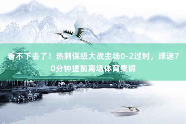 看不下去了！热刺保级大战主场0-2过时，球迷70分钟提前离场体育集锦